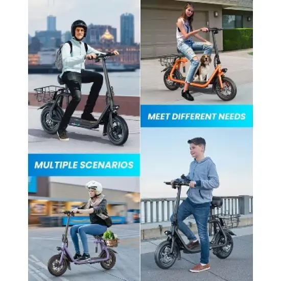 Mastgoal 450W Electric Scooter with Seat for Adults, 12 inch Commuter Electric Scooter with Basket, 280Wh Battery & 21 Mileage image {6}