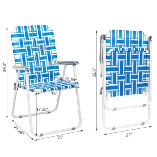 KTMBDW Patio Lawn Folding Chairs Set of 2, Outdoor Beach Portable Lawn Chair Camping Chair Beach Chair for Yard, Garden Dining, Blue image {1}