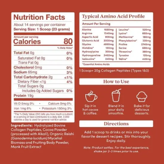 Further Food Collagen Peptides Powder + Reishi Mushroom - Chocolate - 11.36oz image {1}