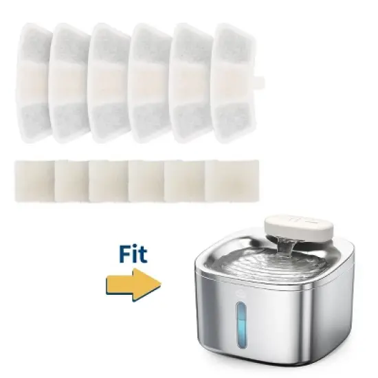 Oneisall PW04 Cordless Pet Water Fountain 6PCS Carbon Filters Replacement image {1}