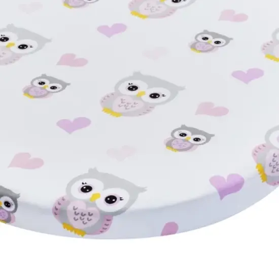 Everyday Kids 2-Pack Bassinet Sheets &ndash; 100% Cotton Percale, Owls & Pink, Soft Fitted Sheets for Baby Girl, Fits Oval & Rectangular Bassinet Mattresses image {7}