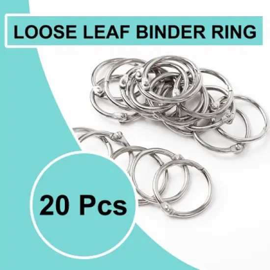 Unique Bargains Office Book Binder Rings Silver Tone 20Pcs image {1}