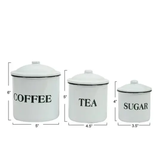 Storied Home Set of 3 'Coffee Tea Sugar' Metal Containers with Lid image {4}