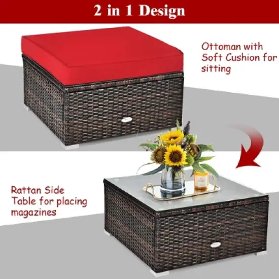 Costway 6PCS Patio Rattan Furniture Set Cushion Sofa Coffee Table image {5}