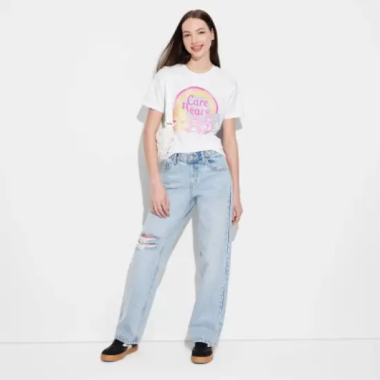 Women's Care Bears Rainbow Short Sleeve Graphic T-Shirt - White image {2}