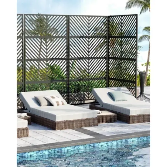 Freestanding Metal Privacy Screen for Outdoor Patio - Heavy-Duty Rust-Resistant Decorative Fence Panel | Weatherproof Design | Patio image {5}