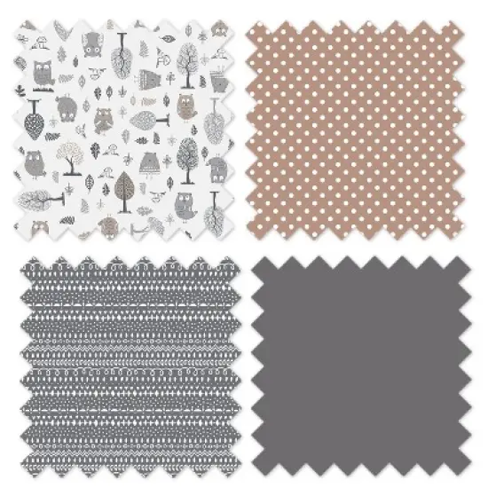 Bacati - Owls Gray/Beige Gray Pin Dots/Scribbles Neutral Cotton Changing Pad Cover image {8}