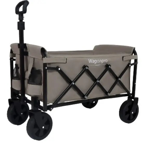 Expandable Dual-Layer Utility Wagon with 100% Extra Space - Grocery CartSupports 225lbs, Beige image {3}
