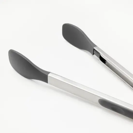 12" Stainless Steel Tong with Silicone Tip Dark Gray - Figmint&trade;: Dishwasher-Safe Cooking Tool, 13.52" Length image {2}