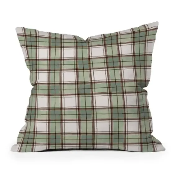 26"x26" Deny Designs Ninola Design Geo Check Outdoor Throw Pillow Green image {4}
