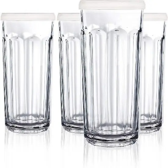 Luminarc Arc International Working Glass Storage Jar Cooler with White Lid, 21-Ounce, Set of 4 image {1}