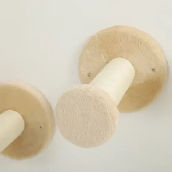 PawHut Cat Wall Shelves, 4pc Corner Design Cat Wall Furniture with Scratching Post, Scratching Board, Perches, Cat Wands & Toy Ball, Beige image {4}