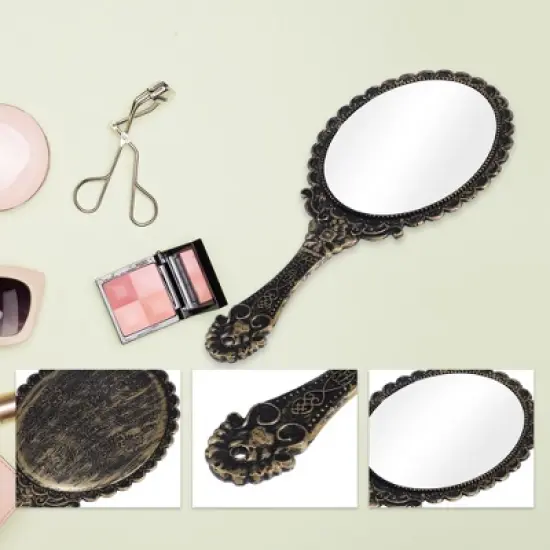 Unique Bargains Hand Mirror with Handle 9.8" L x 4.5" W 1 Pc image {2}