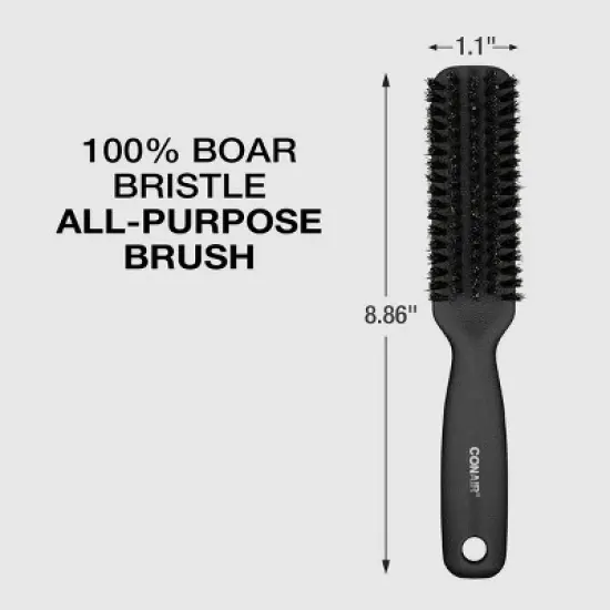 CONAIRMAN 100% Boar Bristle  All-Purpose Hair Brush - All Hair - Trial Size - Black image {3}
