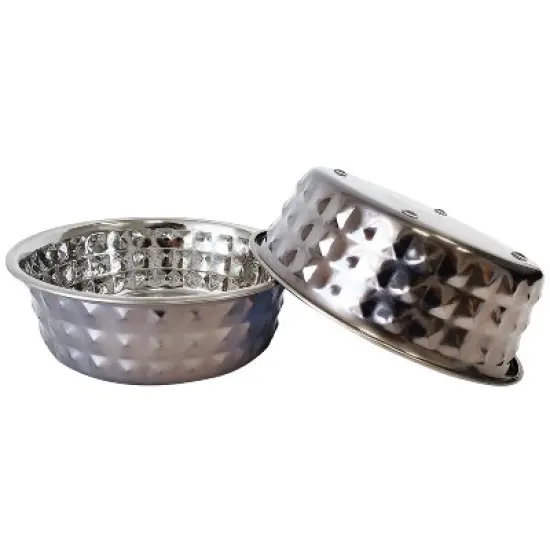 Country Living Set of 2 Hammered Stainless Steel Dog Bowls &ndash; Available in 2 Sizes & 4 Color Options image {2}