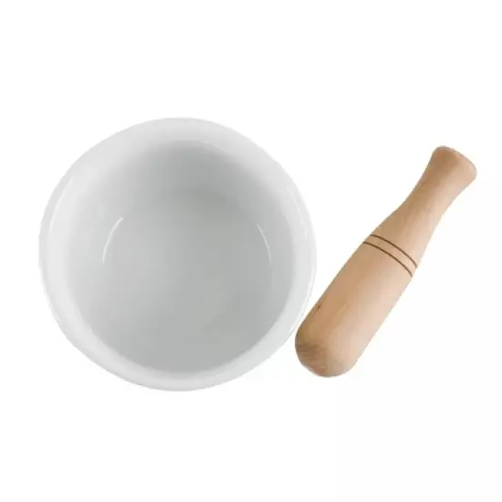 Gibson Our Table Simply White 24 Ounce Porcelain Mortar and Pestle Set image {2}