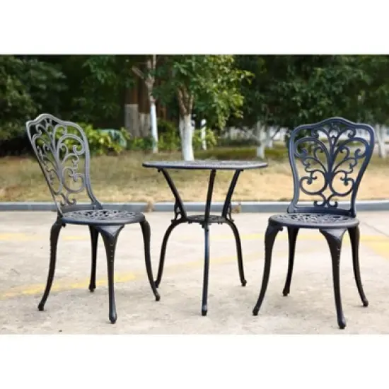 Sapphtopaz Outdoor Patio Furniture Bistro Set Patio Aluminum Hollow Design Bar Lounge Table and Chairs Set for Small Garden, Outdoor, Terrace image {6}