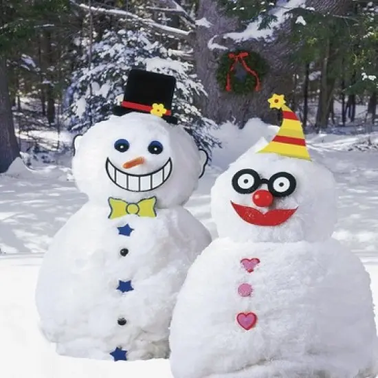 HearthSong - Decorate-a-Great Snowman Kit, Includes 40 Different Painted Wood Features with Storage Bag image {2}