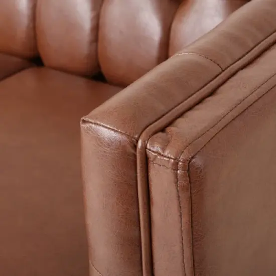 Pondway Contemporary Faux Leather Tufted 3 Seater Sofa - Christopher Knight Home image {8}