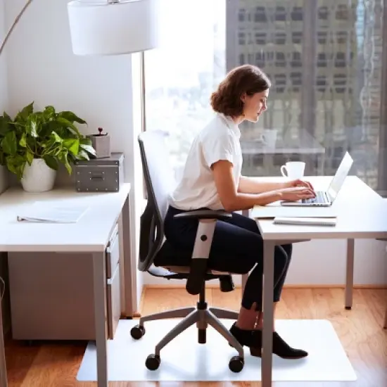 30"x47" Polypropylene Anti Slip Rectangular Chair Mat for Hard Floors White - Floortex image {1}