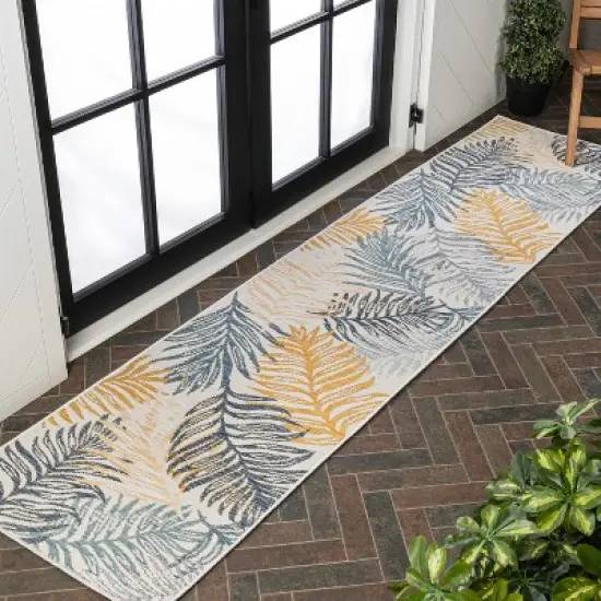 JONATHAN Y Calypso Coastal Casual Palm Frond Reversible Machine-Washable Indoor/Outdoor Area Rug image {5}