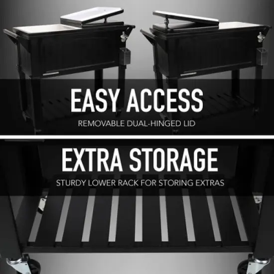 80qt Portable Rolling Patio Cooler with Shelf - Permasteel image {5}