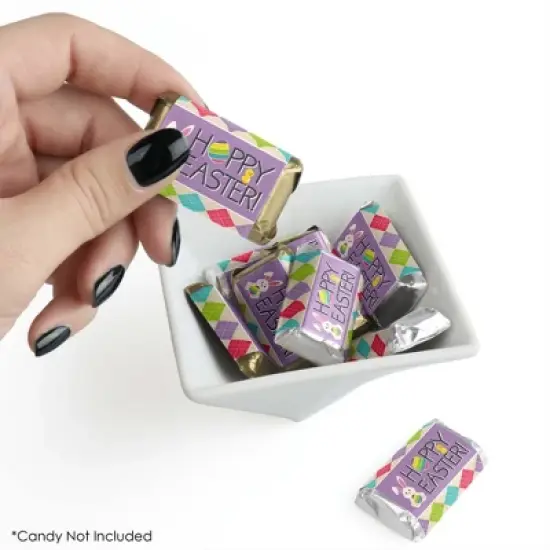 Big Dot of Happiness Hippity Hoppity - Mini Candy Bar Wrapper Stickers - Easter Bunny Party Small Favors - 40 Count image {1}