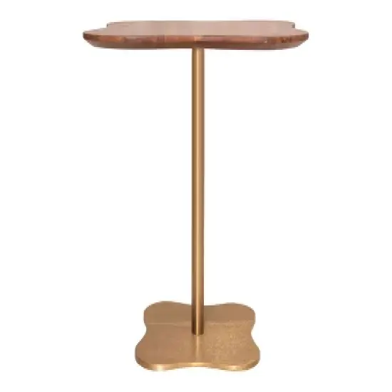 Inmod Bodhi Wood Side Table Gold/Walnut image {3}