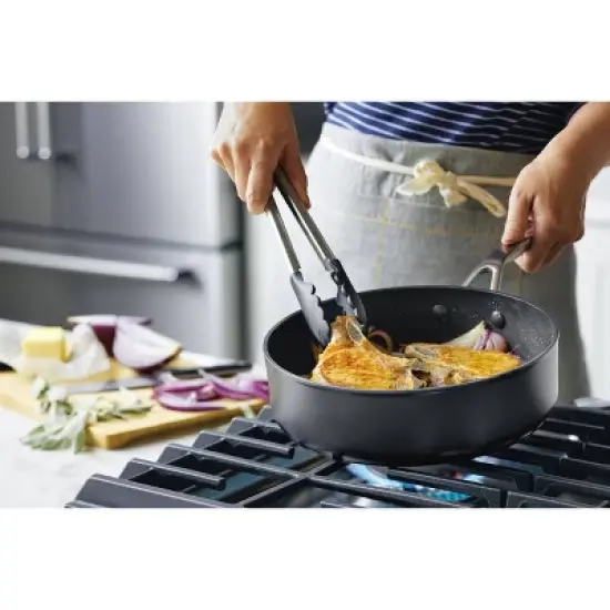 KitchenAid Hard-Anodized Induction 11pc Nonstick Cookware Set: Matte Black, Dishwasher & Oven Safe, Tempered Glass Lids image {7}