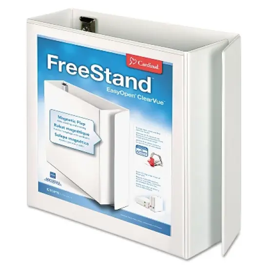 Cardinal FreeStand Easy Open Locking Slant-D Ring Binder 4" Cap 11 x 8 1/2 White 43140CB image {7}