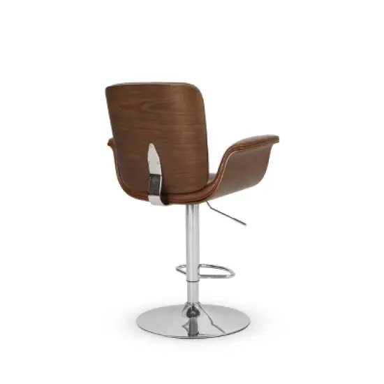 2pc Romer Mid Century Modern Bentwood Adjustable Swivel Counter Height Barstools - Christopher Knight Home image {3}