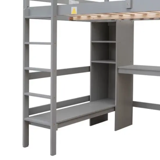 Full Size Loft Bed with Multifunction Shelves and Under-Bed Desk - ModernLuxe image {10}