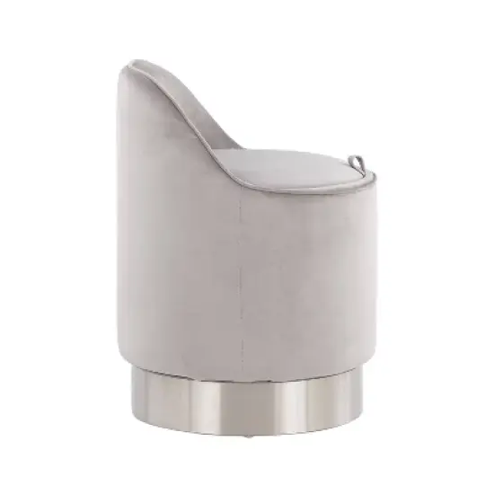 Marla Glam Vanity Stool Steel/Velvet Chrome/Silver - LumiSource image {1}