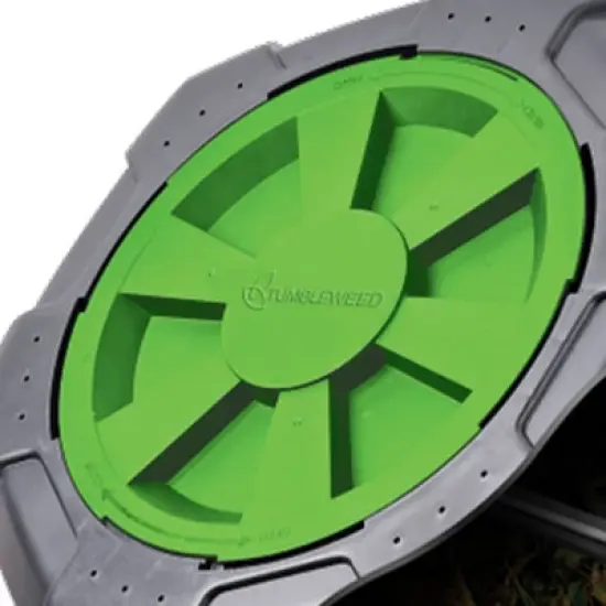 Tumbleweed 110 Liter 29 Gallon Indoor Outdoor Drum Waste Container Bin Garden Compost Tumbler with Stand and Twist Lid, Plastic, Black and Green image {2}