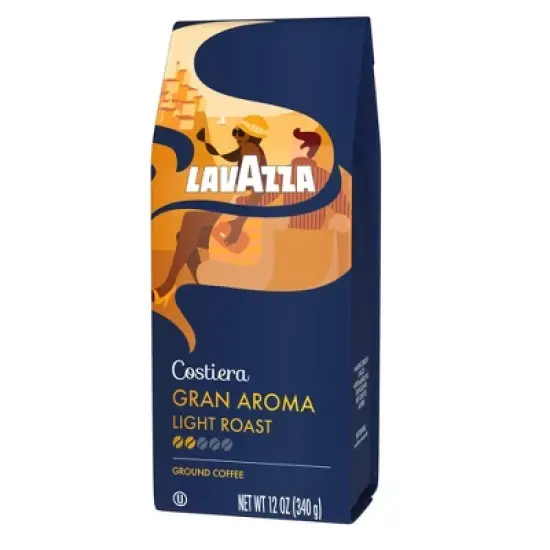 Lavazza Costiera Gran Aroma Ground Coffee, Light Roast, 100% Arabica, 12 oz Bag (Pack of 6) image {10}