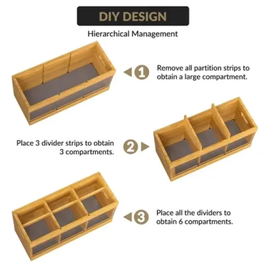 Bamboo Utensil Holder for Countertop, Kitchen Cooking Utensil Organizer with 6 Compartments & Diatomaceous Earth Drying Mat, Wood Silverware Caddy image {7}