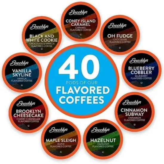 Brooklyn Bean Roastery, Flavored Med Roast Pods,2.0 Keurig,Variety Pack,40 Ct image {11}