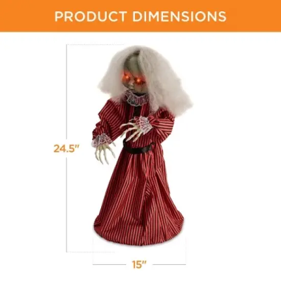 Best Choice Products Animatronic Roaming Doll Halloween Decoration, Haunted Holly Sound Activated Prop w/ Light-Up Eyes image {6}
