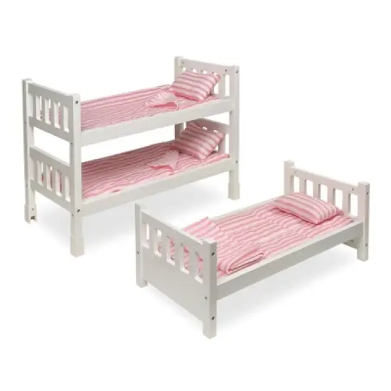 Badger Basket 1-2-3 Convertible Doll Bunk Bed with Bedding - Pink/Stripe image {7}