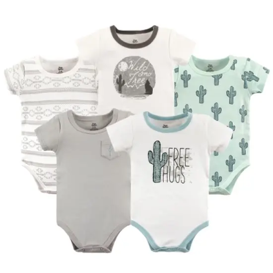 Yoga Sprout Baby Boy Cotton Bodysuits 5pk, Free Hugs image {1}