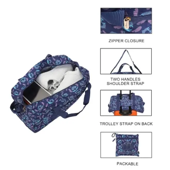 Lilo & Stitch All-Over Stitch Face Print Blue 21&rdquo; Packable Duffel image {3}