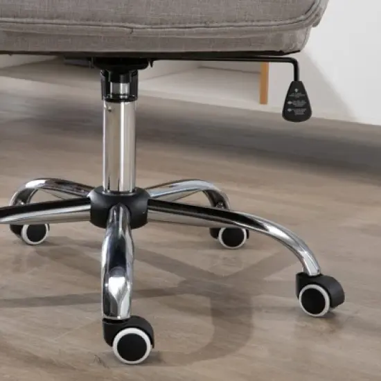 Vinsetto High Back Home Office Chair Executive Computer Chair with Adjustable Height, Upholstered Thick Padding Headrest and Armrest - Grey image {7}