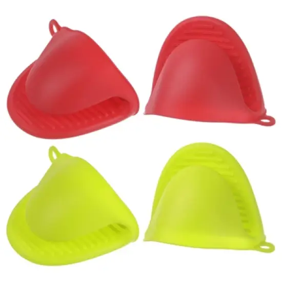 Unique Bargains Heat Resistant Kitchen Utensil Sets Silicone Oven Mitts 4 Pcs image {24}