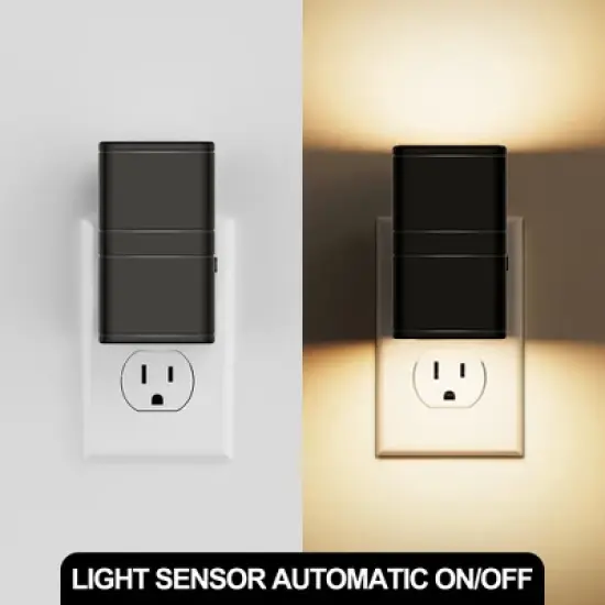 DORESshop 1-Light Dimmable Night Light Plug-In Adjustable 0-100LM Soft White with Dusk to Dawn Sensor for Hallway Bedroom(2-Pack) image {4}