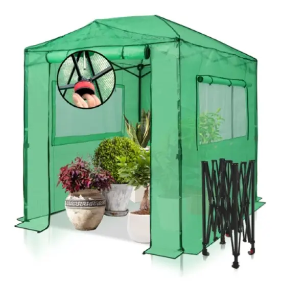 EAGLE PEAK 8'x6' Portable Walk-in Greenhouse with Zippered Doors and Windows image {9}