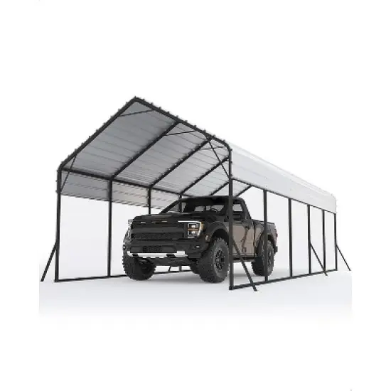GustoWave 13'x26' Heavy Duty Steel Carport for All Weather Sedans, Bass Boats, Motos, ATVs, and SUVs image {6}