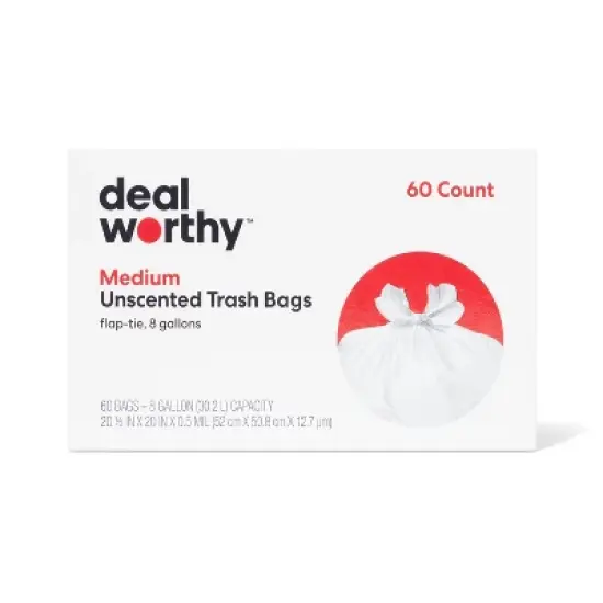 Medium Flap-Tie Trash Bags - 8gal/60ct - Dealworthy&trade; image {3}