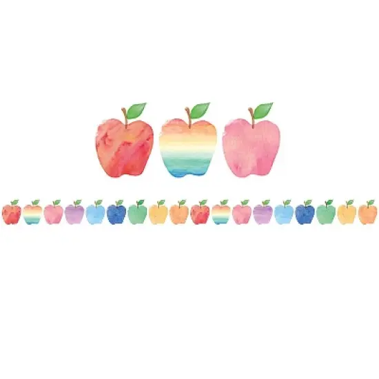 Teacher Created Resources TCR3573 Die-Cut Border Trim 2 3/4" x 35' Watercolor Apples image {1}