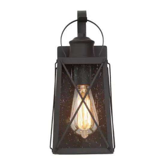 12.5" Metal/Glass "X" Outdoor Wall Lamp Black - LNC image {6}