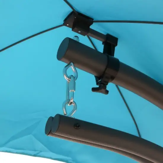 Sunnydaze Outdoor Hanging Chaise Floating Lounge Chair with Canopy Umbrella and Arc Stand image {2}